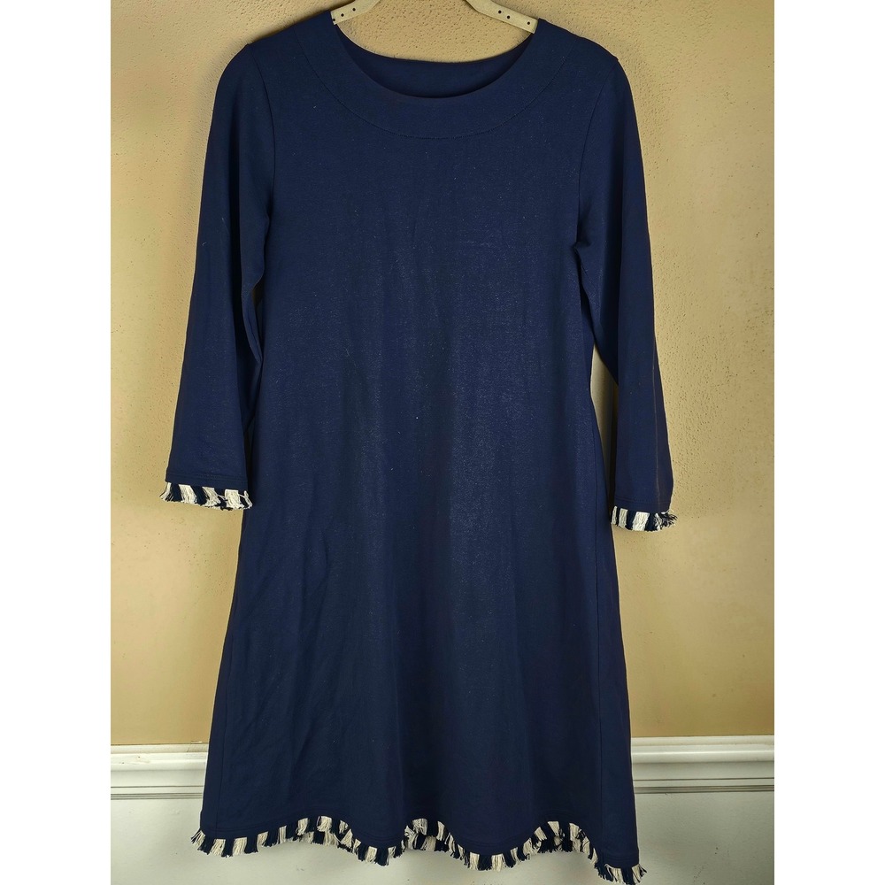 Spartina 449 Womens Slate Blue Island Fringe Dress XS